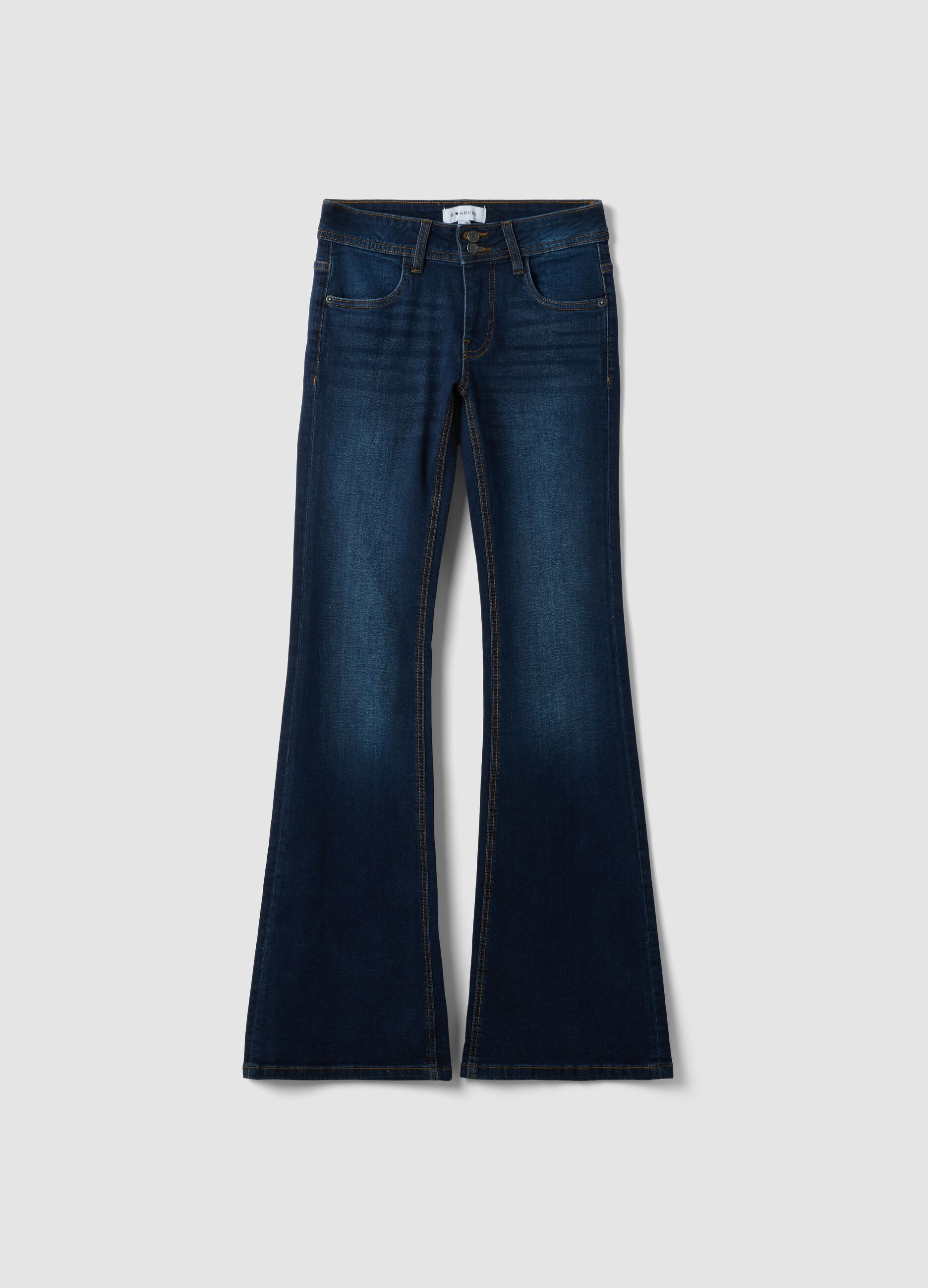 Blue stretch-cotton flared jeans