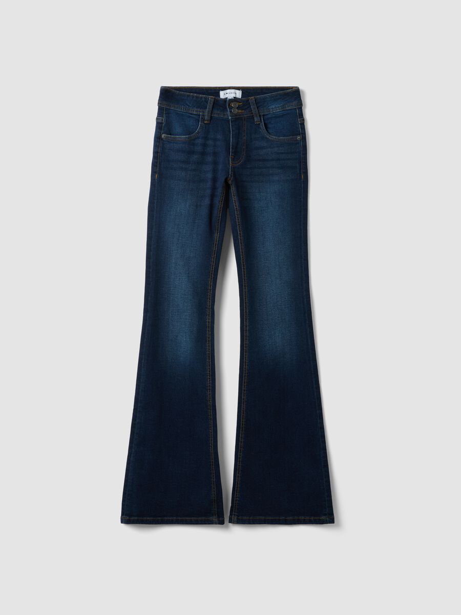 Blue stretch-cotton flare jeans_4
