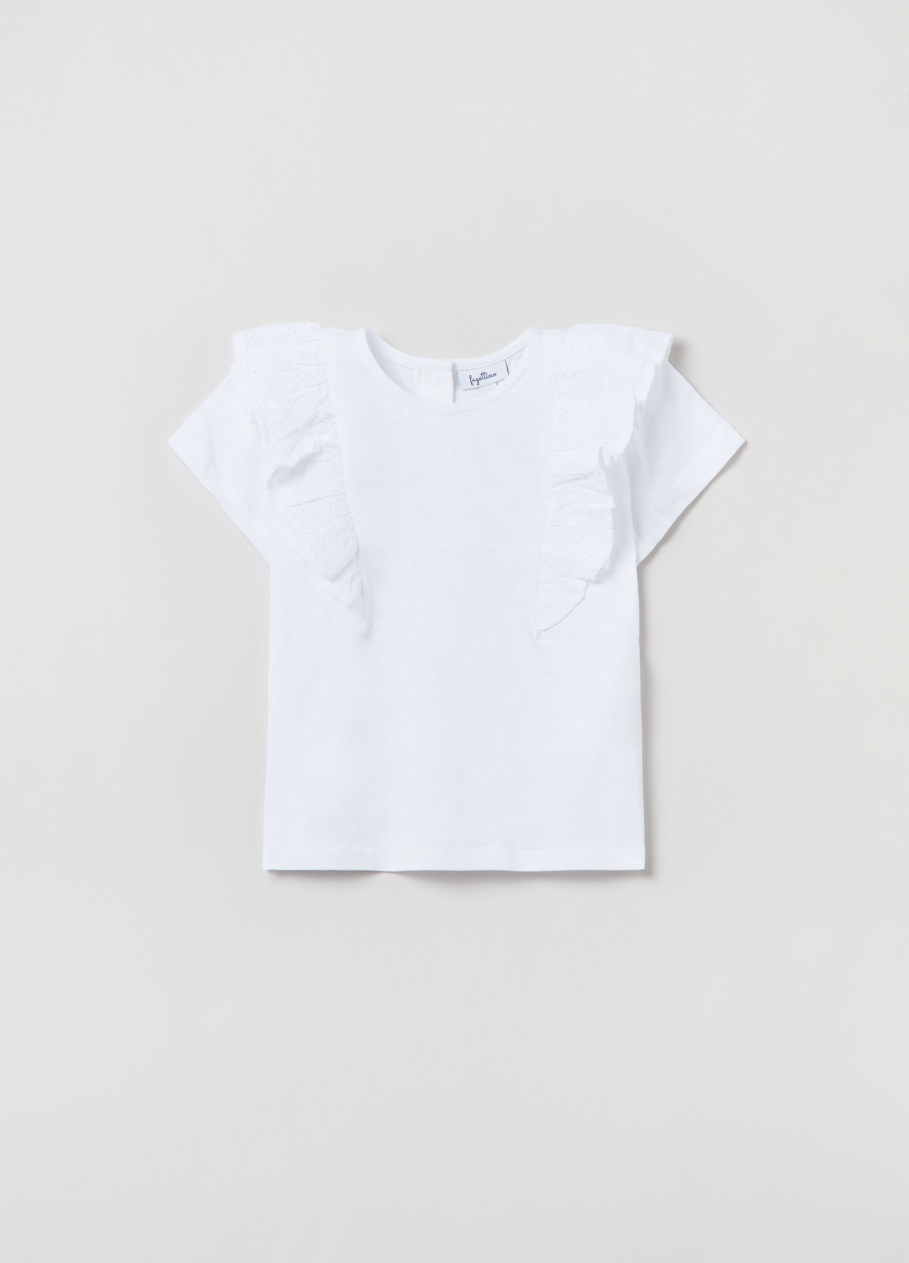 T-shirt with broderie anglaise frills