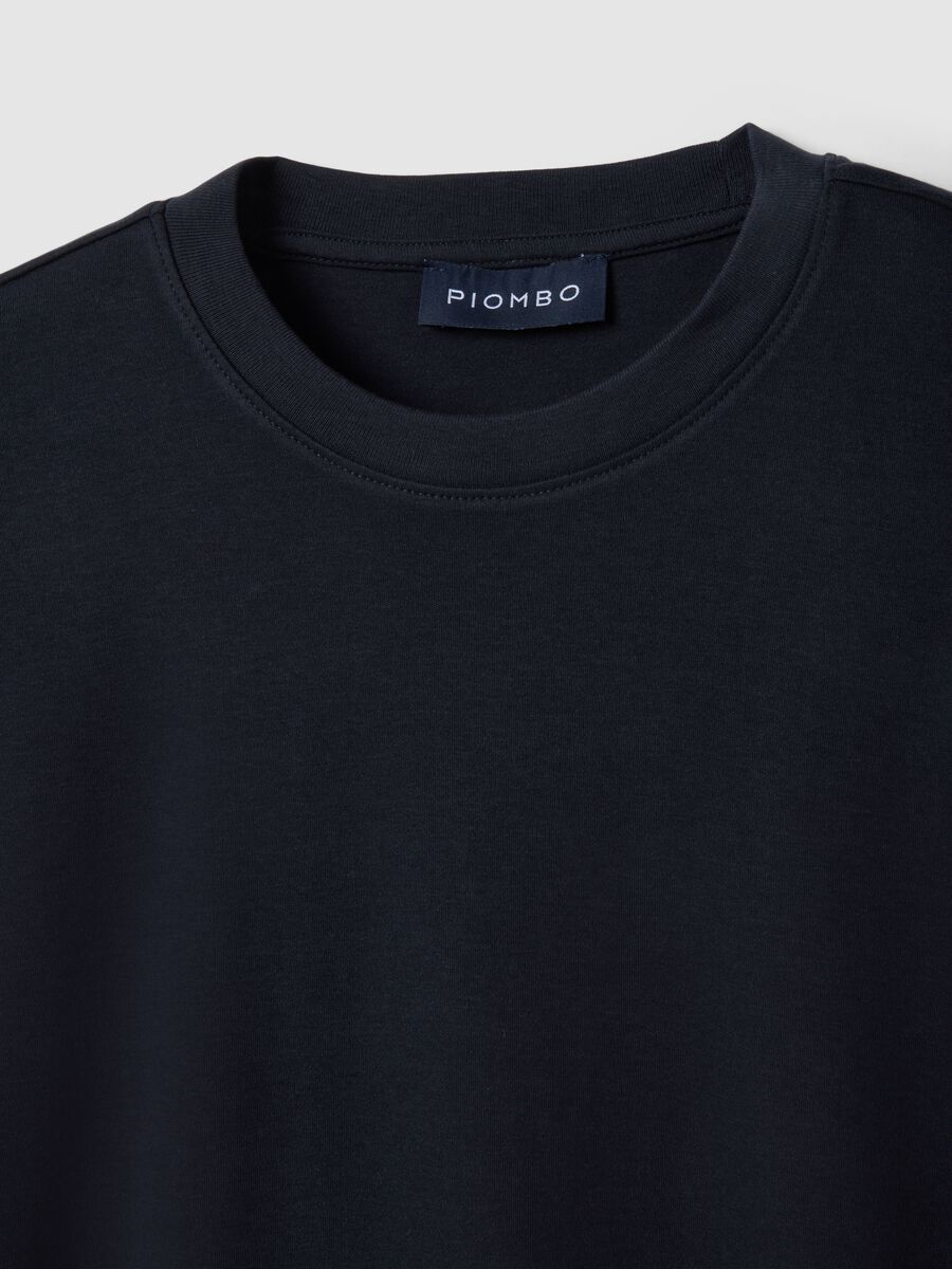 Black pure cotton crew neck T-shirt regular fit_5