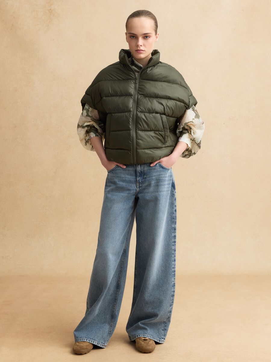 Green padded jacket regular fit_2