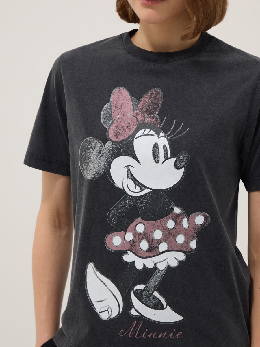 Grey pure cotton regular fit T-shirt with Minnie print_2