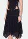 Black stretch skirt with asymmetric lace hem_3