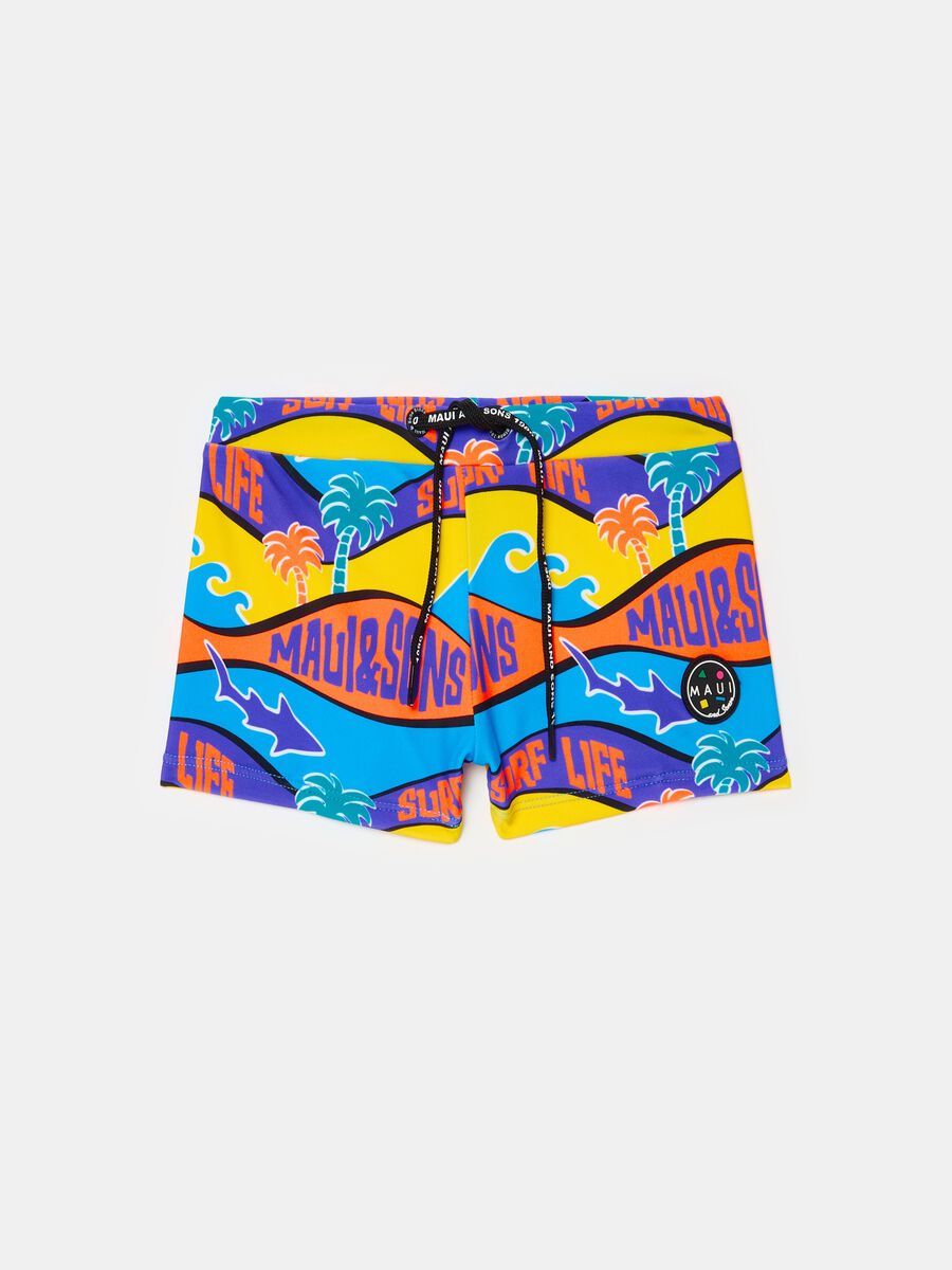 Swimming trunks with multicoloured surf print_0