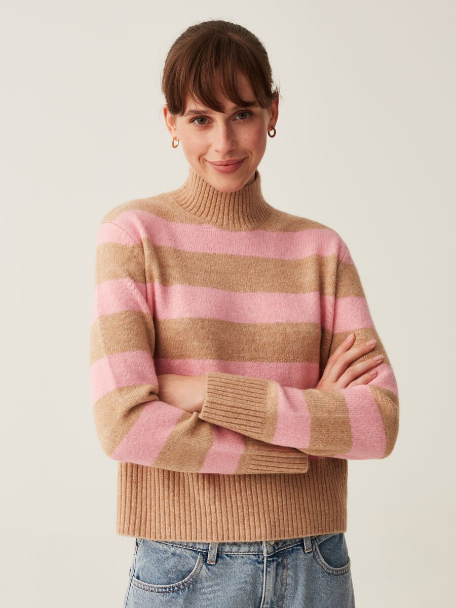 B.Angel striped pullover with mock neck_1