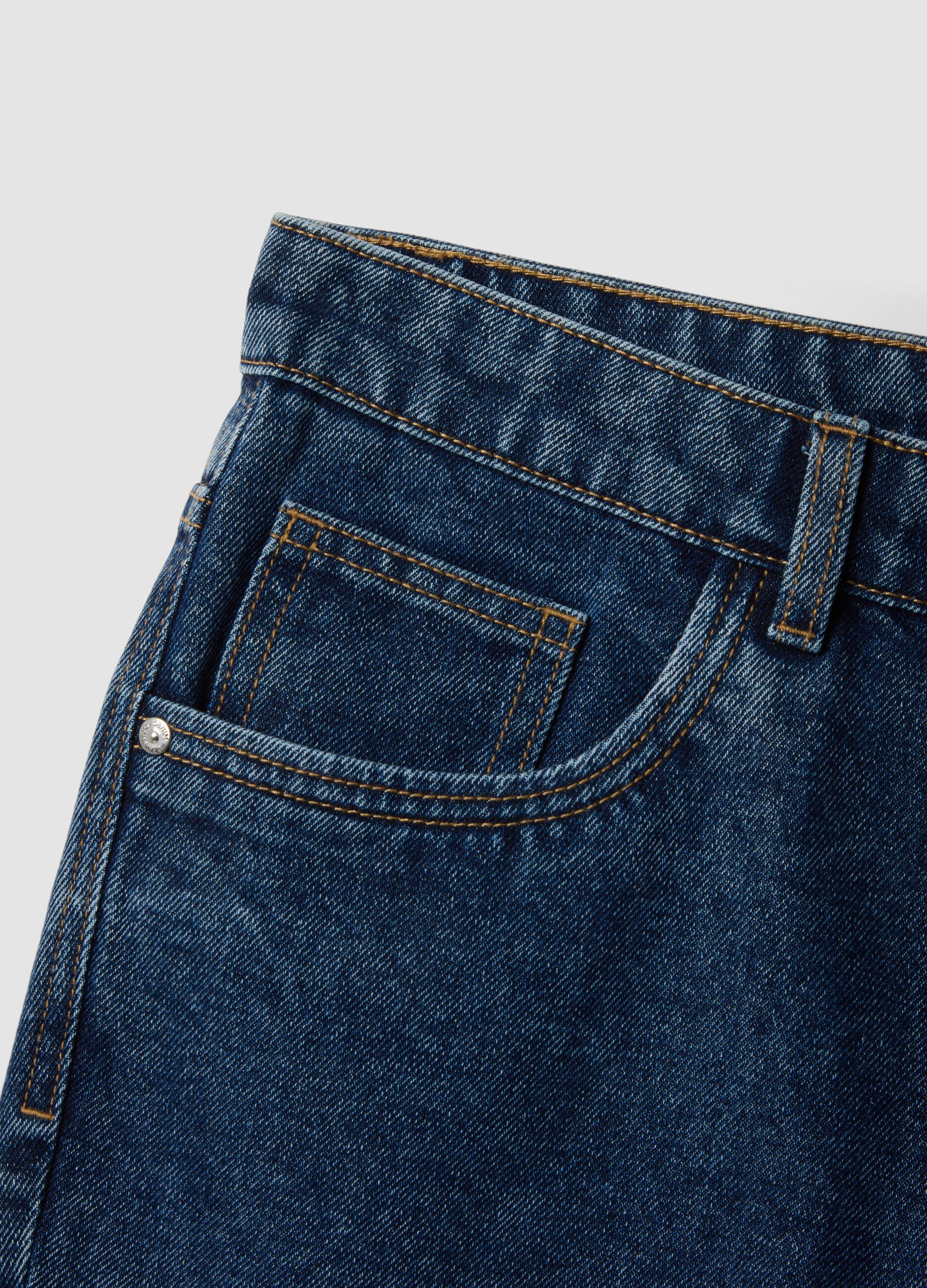 Slim Fit Blue Denim Cotton Blend Shorts