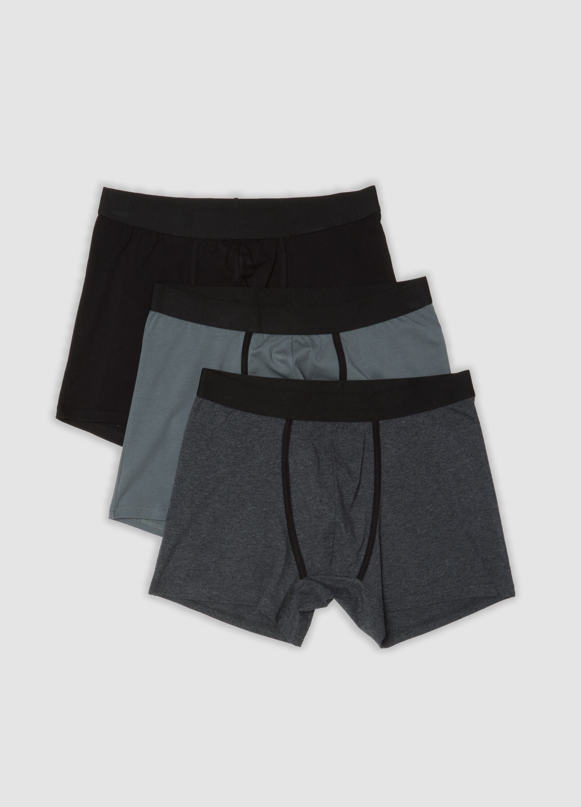 3er-Pack graue Midi-Boxershorts aus elastischer Bio-Baumwolle