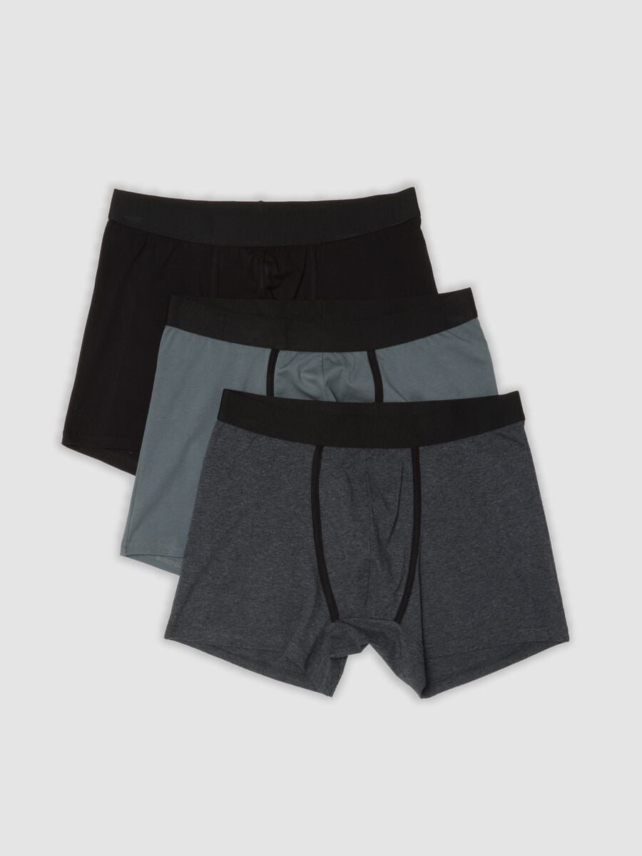 Pack of 3 grey midi boxer briefs in stretch organic cotton_0