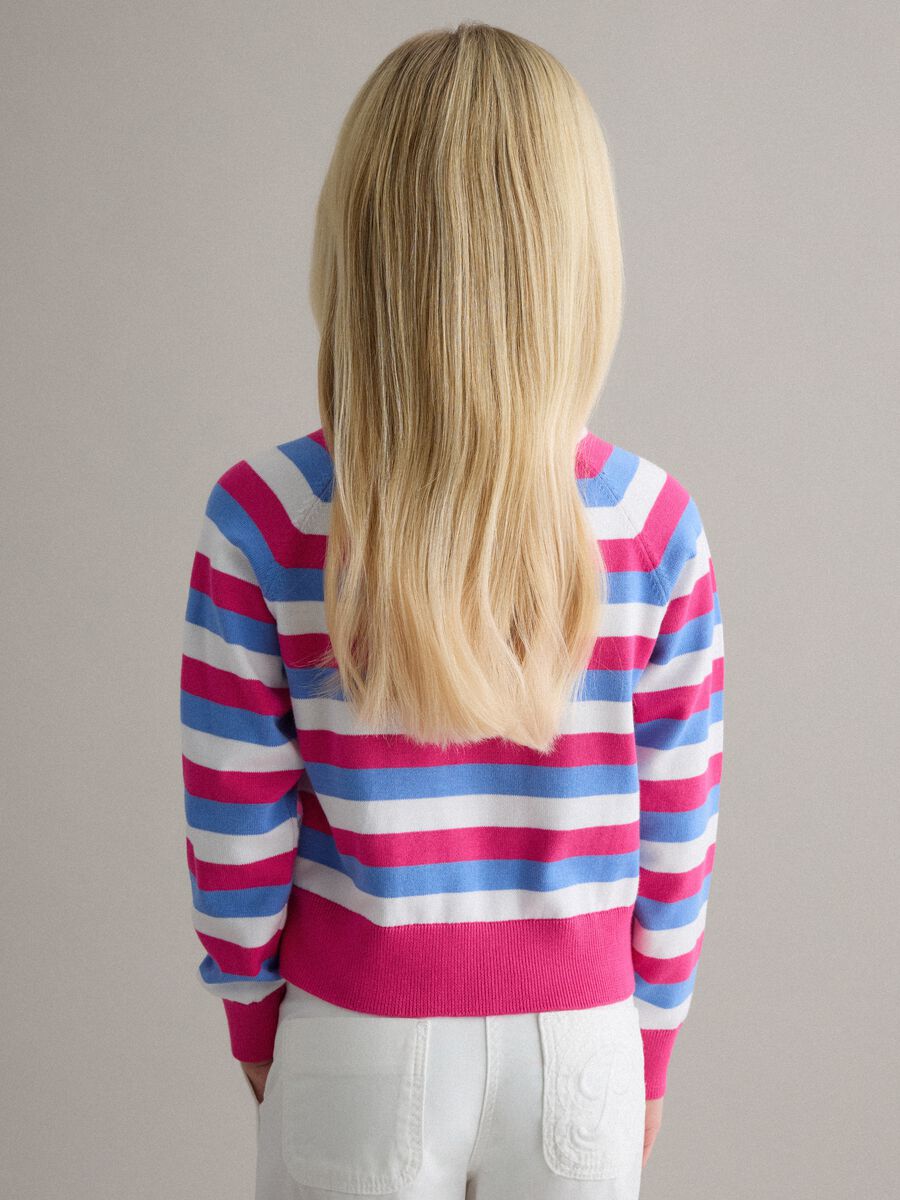 Girls' regular fit multicoloured striped pure cotton pullover_1
