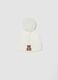 White ribbed viscose-blend beanie with pompom_0