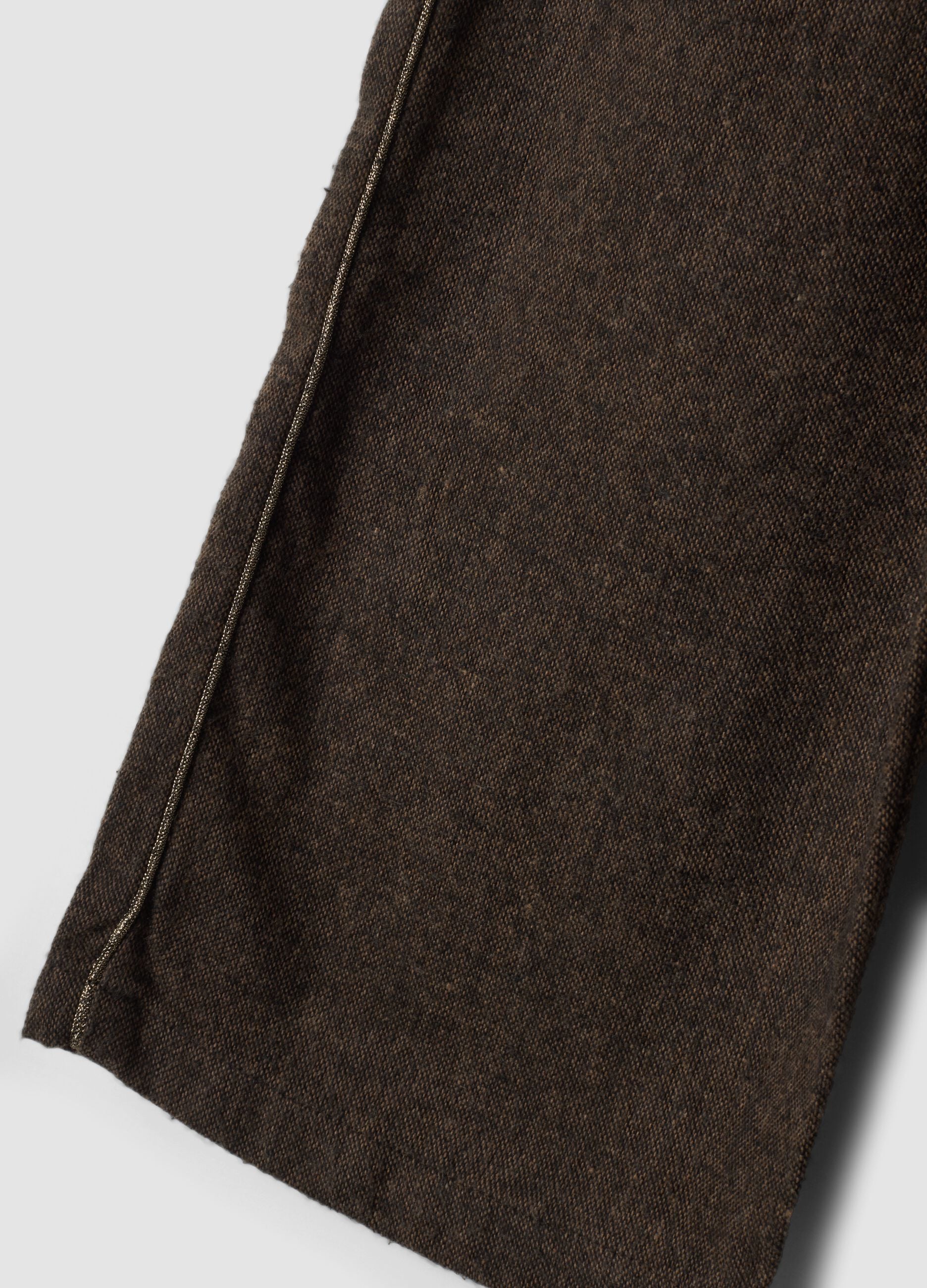 Brown wide-leg trousers with elasticated waist