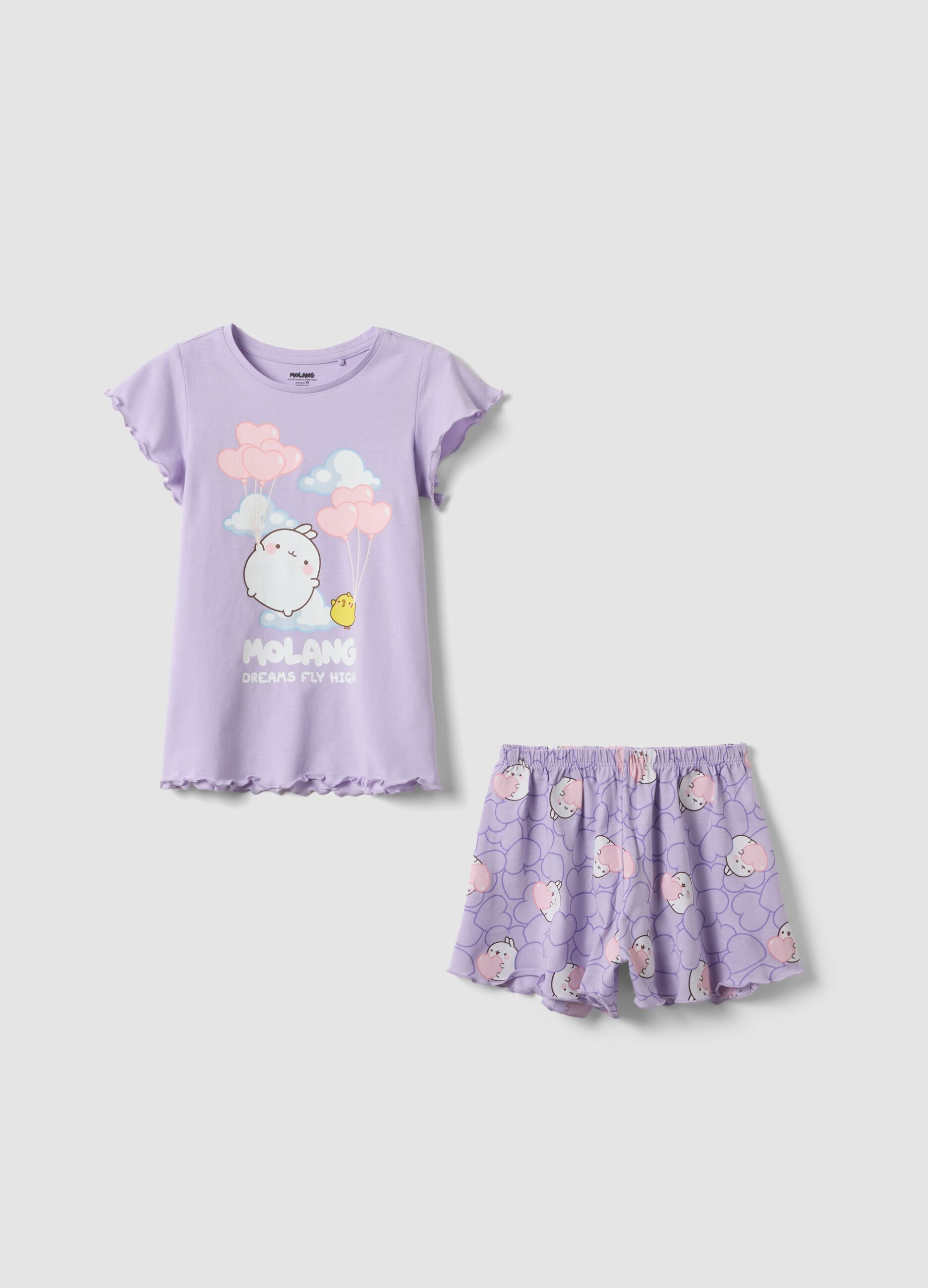 Girls' purple pure cotton short pyjamas regular fit with Molang