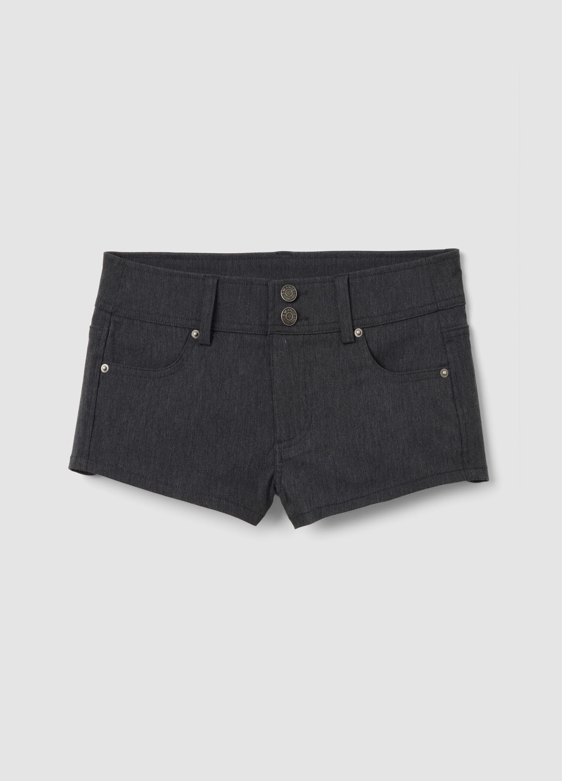 Graue Skinny-Fit-Shorts aus elastischer Viskose