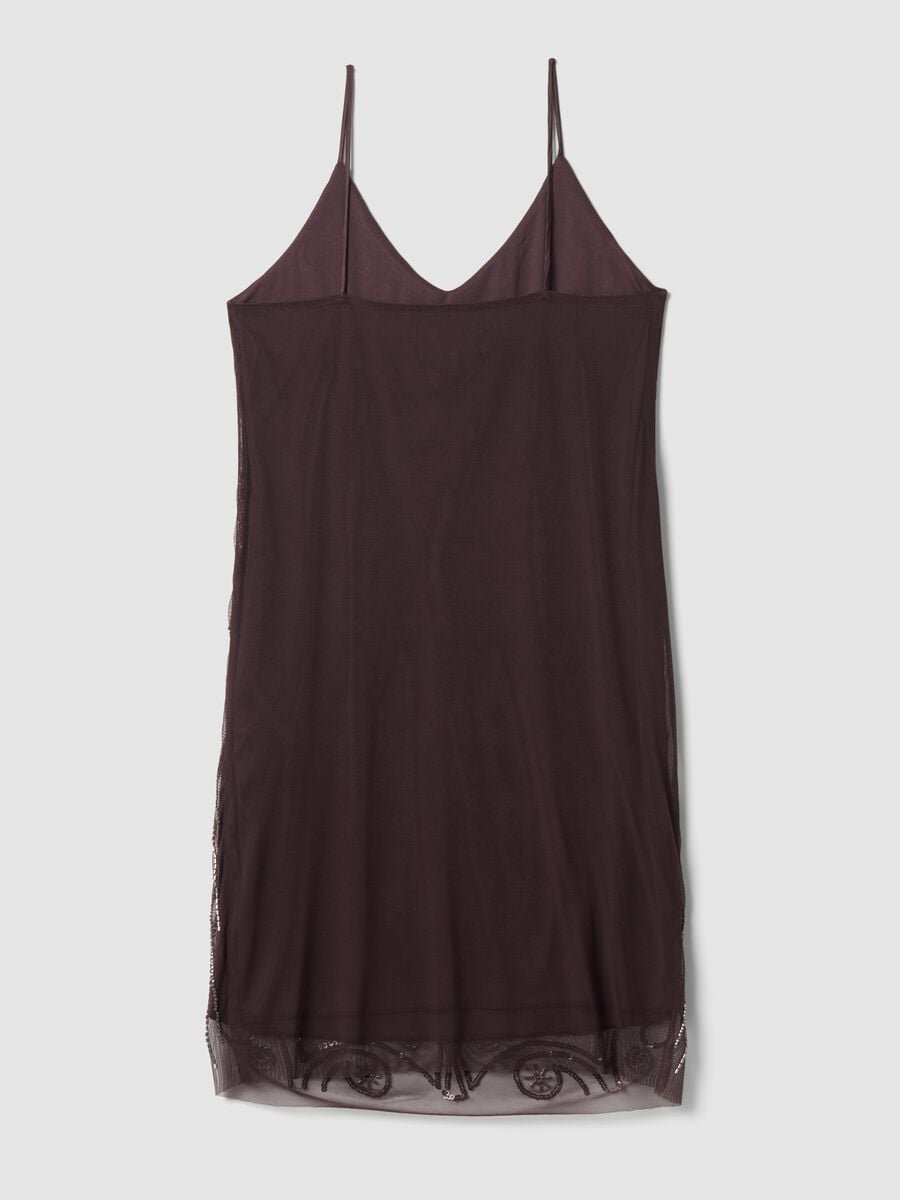 Brown fitted stretch dress with sequins_6