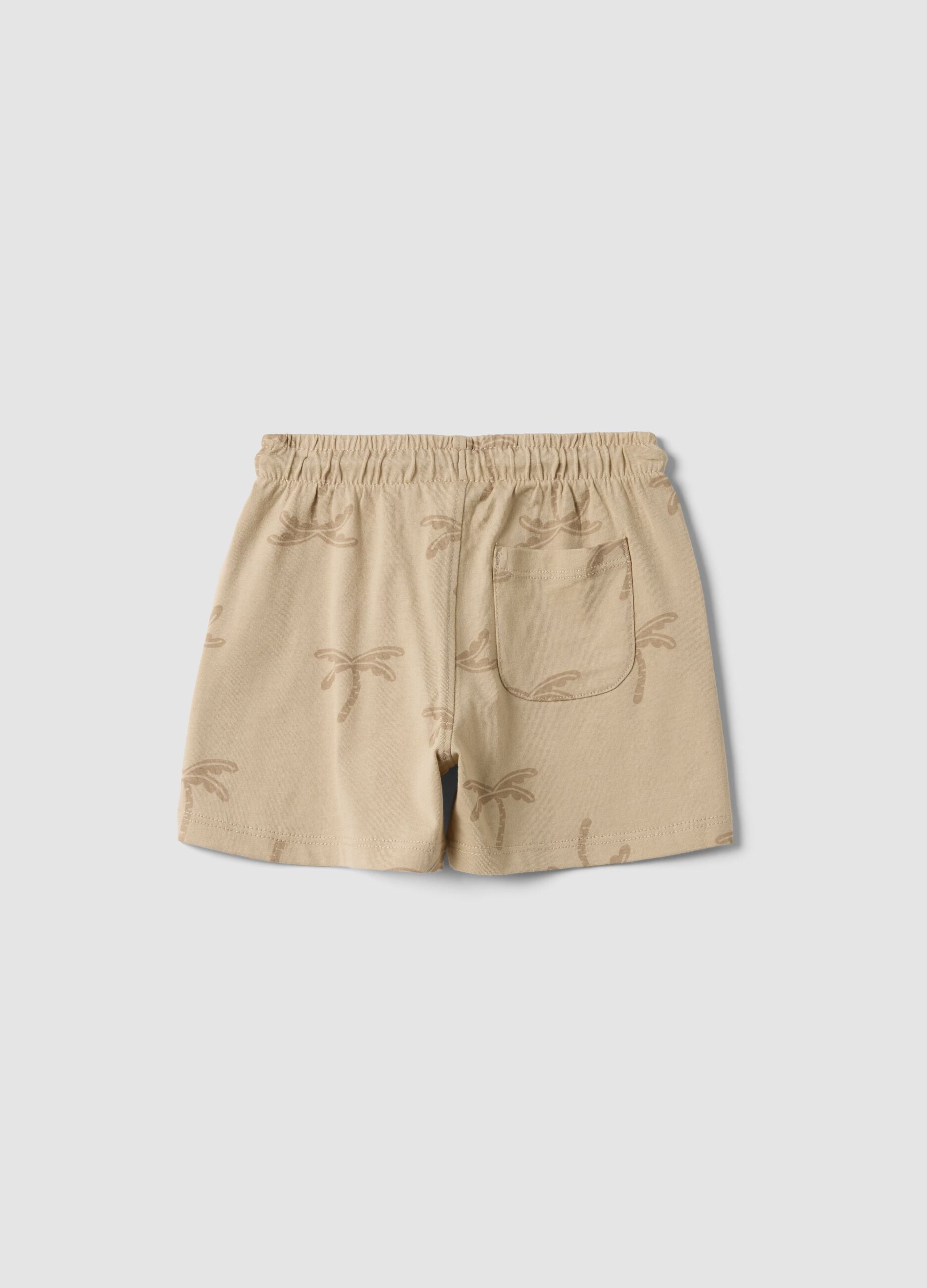 Beige Shorts aus Bio-Baumwolle mit Allover-Print