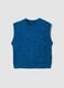 Blue wool-blend crew-neck vest with oversized fit_4
