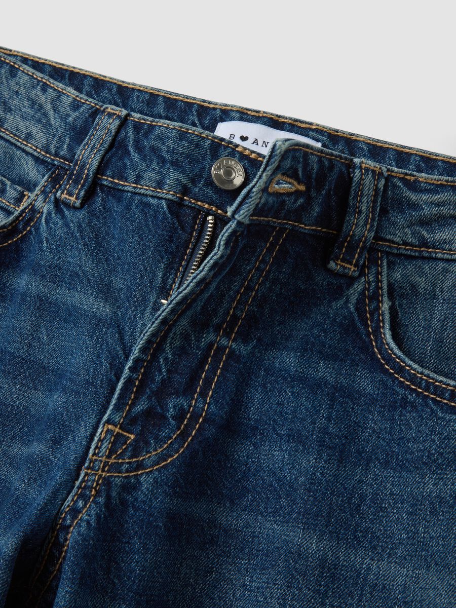 Jeans denim blu in puro cotone super wide leg_1