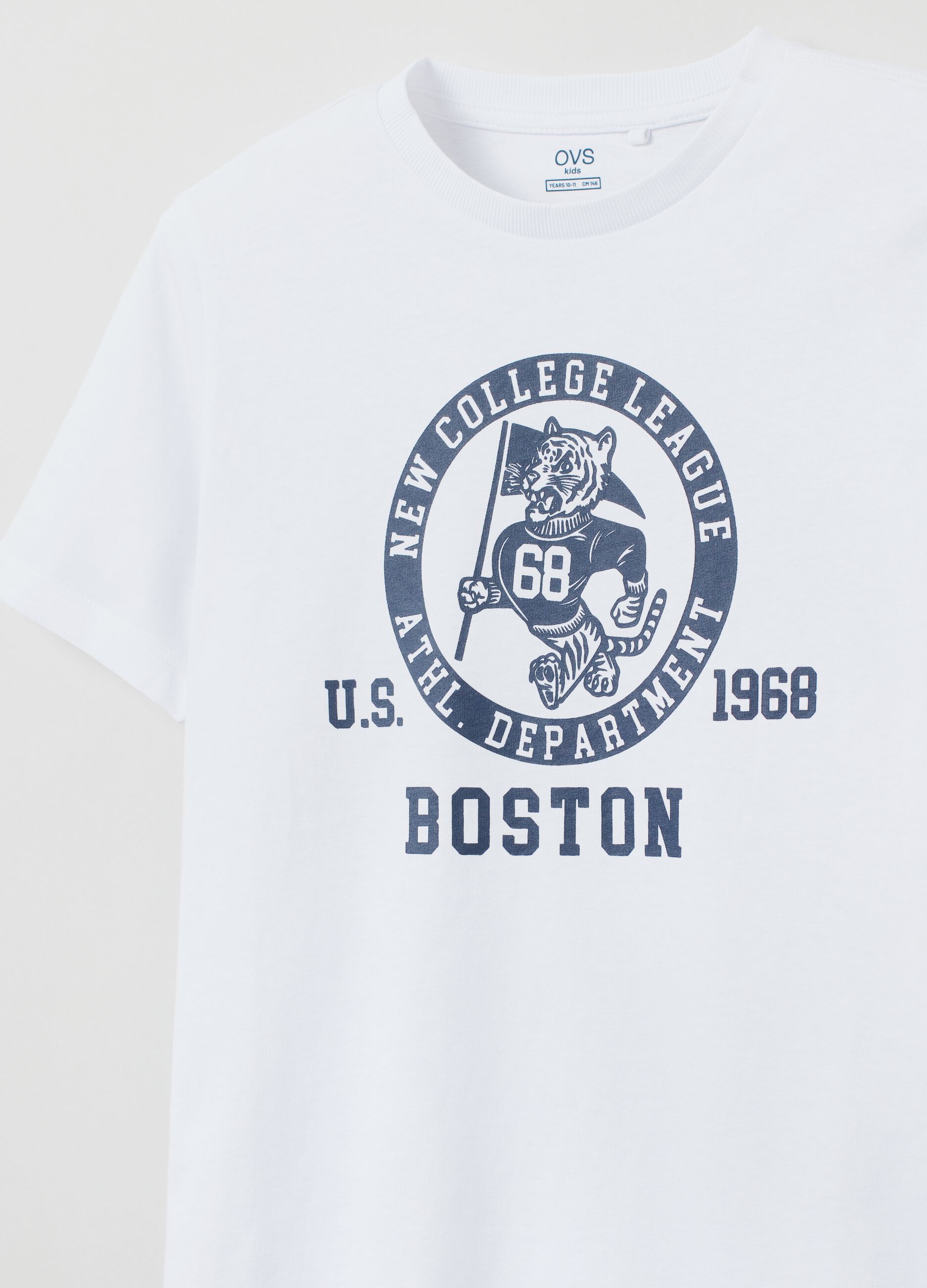 Camiseta de algodón estampado college Athletics