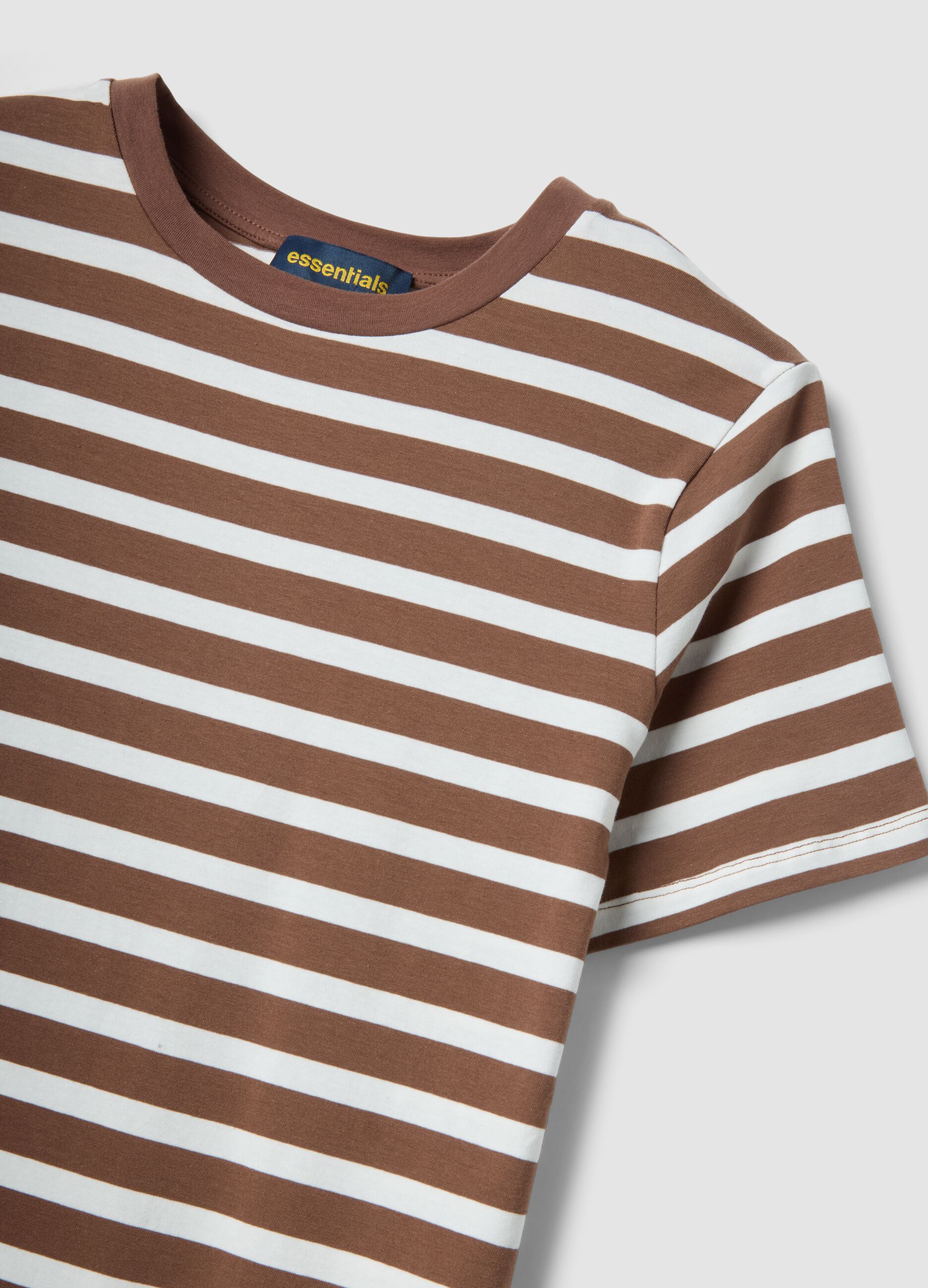 Brown striped stretch-cotton midi dress