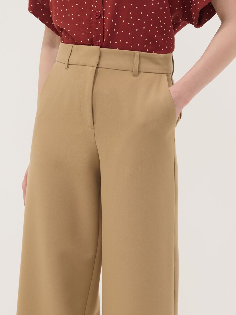 Beige straight-leg stretch viscose trousers_4