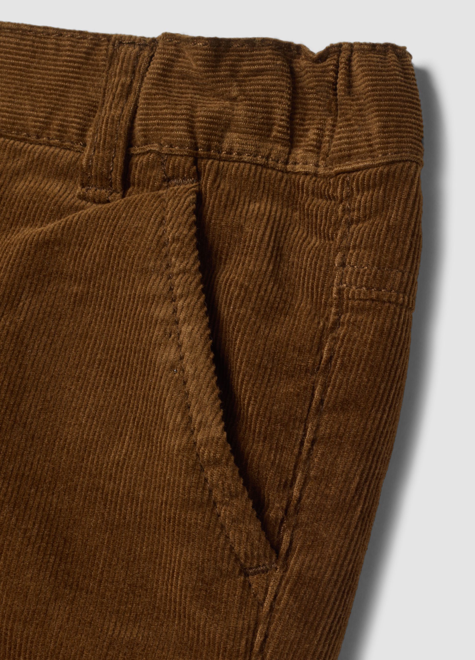 Pantaloni marroni in puro cotone regular fit
