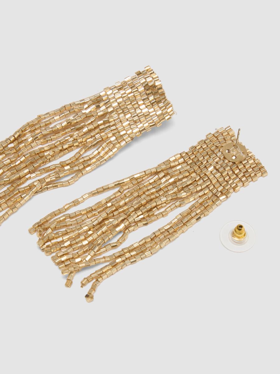 H&auml;ngeohrringe mit goldfarbenen Perlen_2