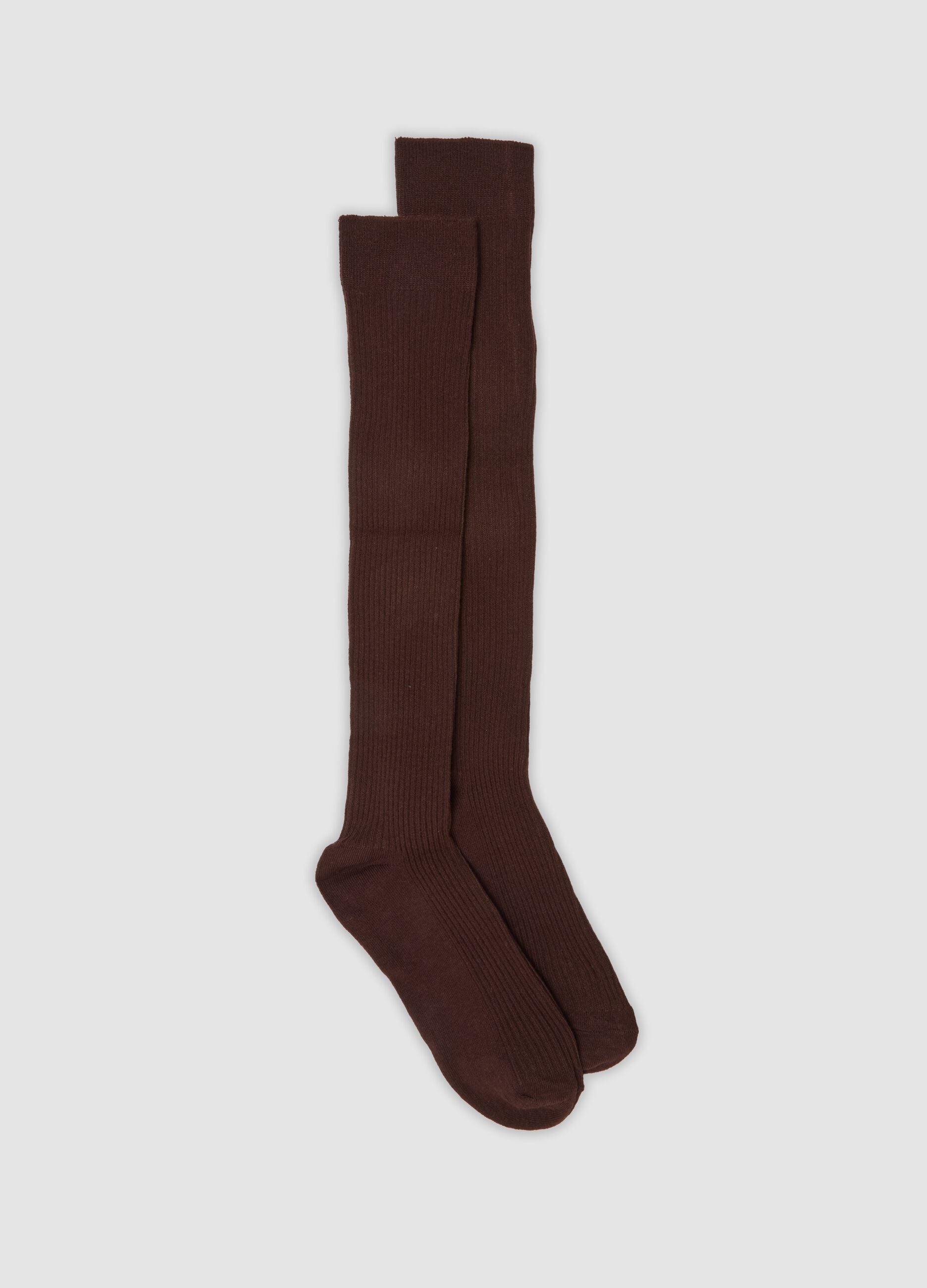 Long brown socks in organic cotton blend