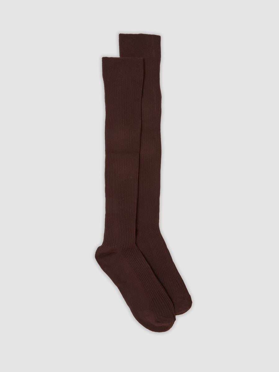 Long brown socks in organic cotton blend_0