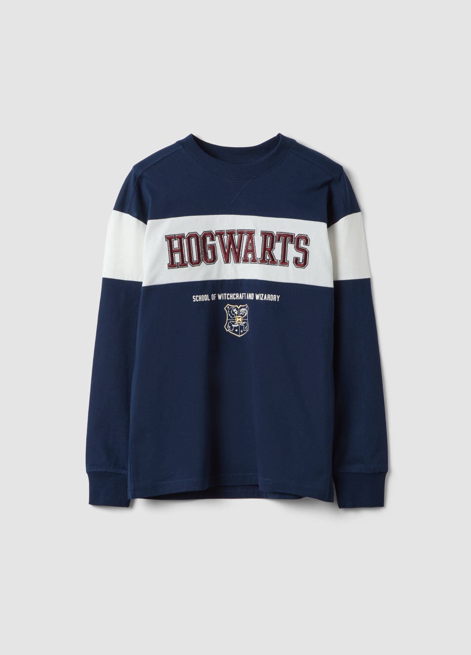Blue pure cotton crew-neck Harry Potter print T-shirt for boys