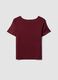 Red satin V-neck stretch blouse, regular fit_1