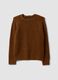 Brauner Regular-Fit Pullover aus gerippter Stretchwolle_4