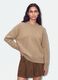 Beige stretch wool crew-neck jumper, oversized fit_0