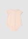 Pink pure-cotton baby girl bodysuit with collar and Minnie embroidery_1