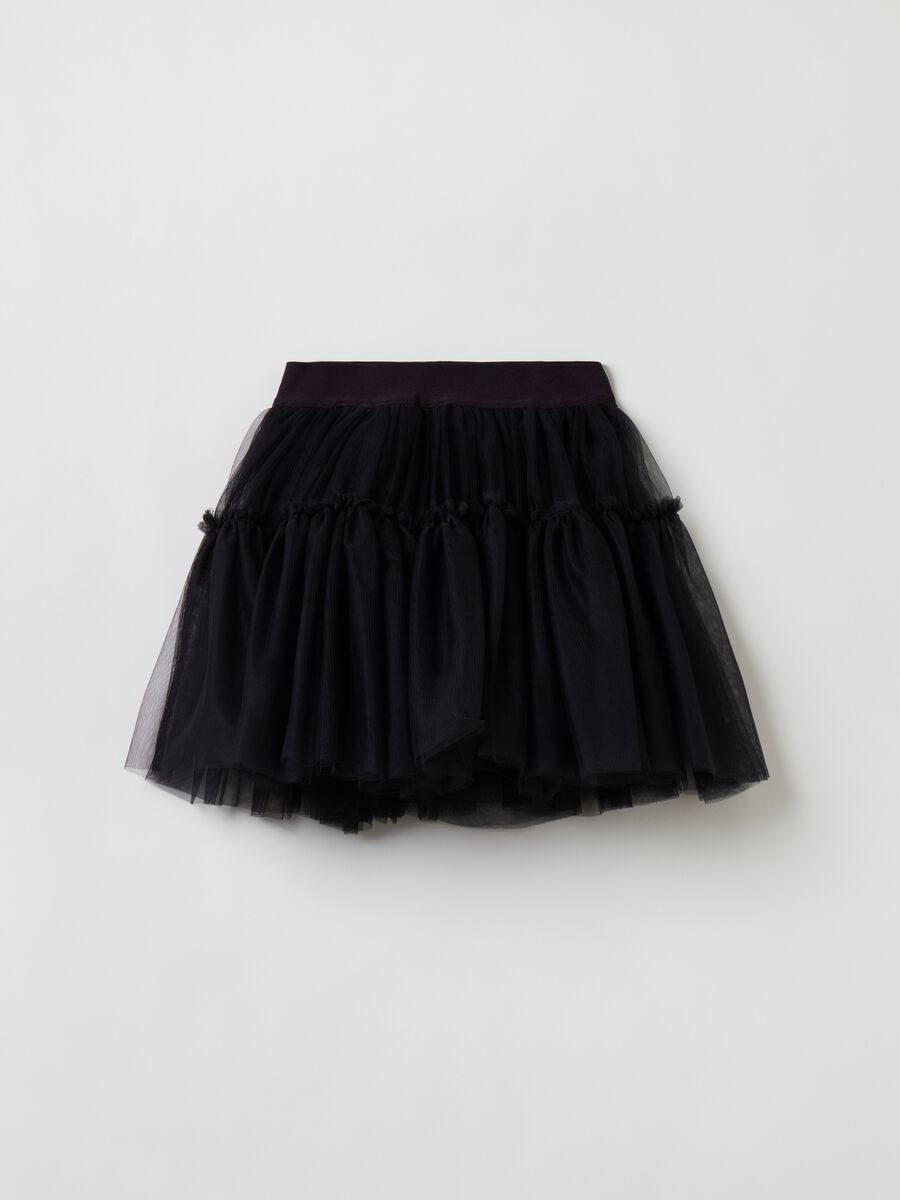 Miniskirt in tulle with flounce_0