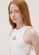 White stretch cotton cropped tank top_0