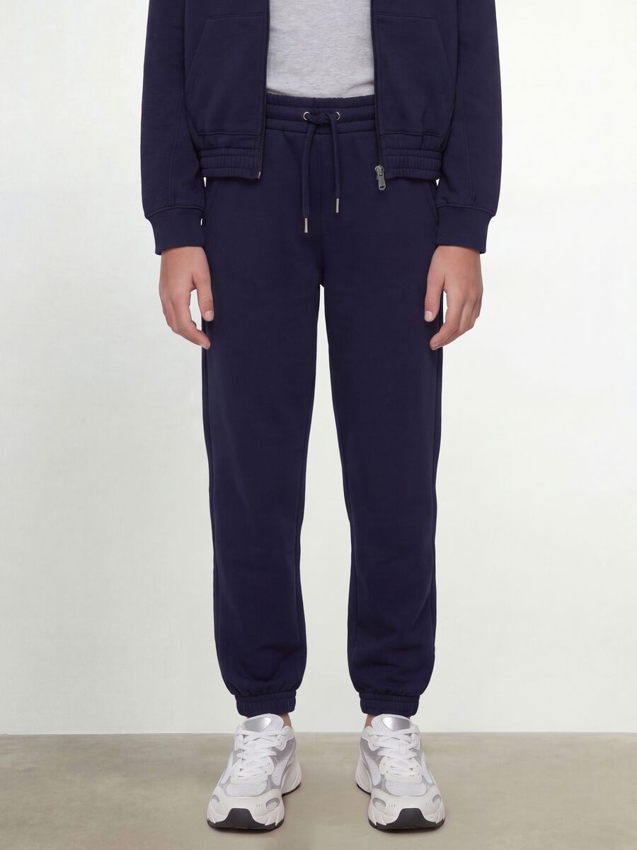 Blue organic cotton joggers, regular fit, for girls_1
