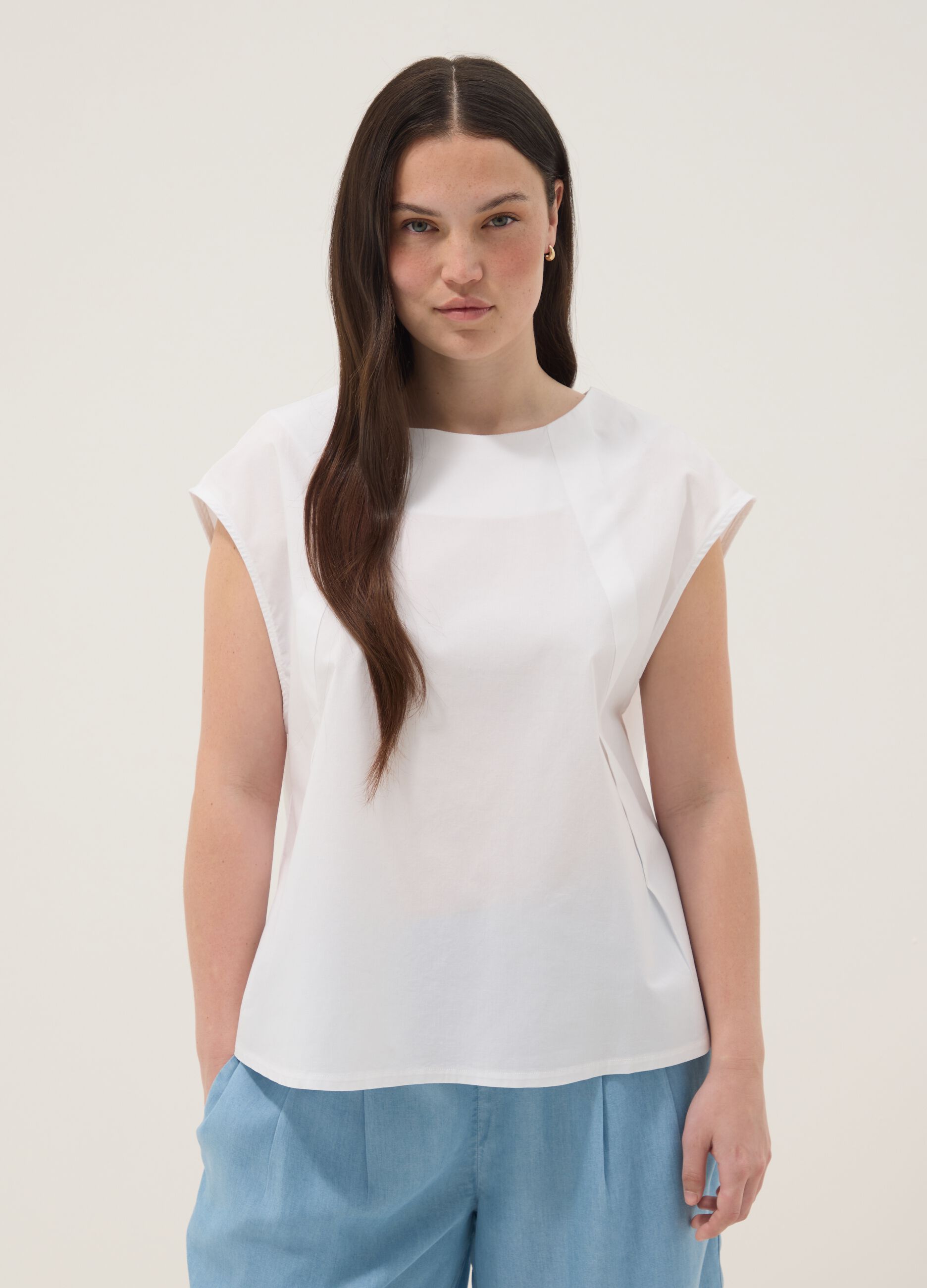 White stretch cotton blouse