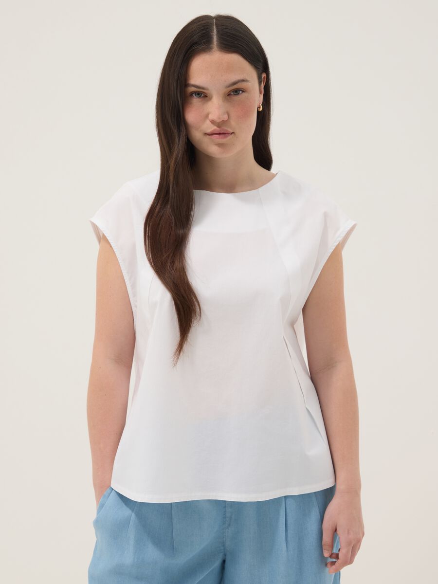 Wei&szlig;e Bluse aus Stretch-Baumwolle_1