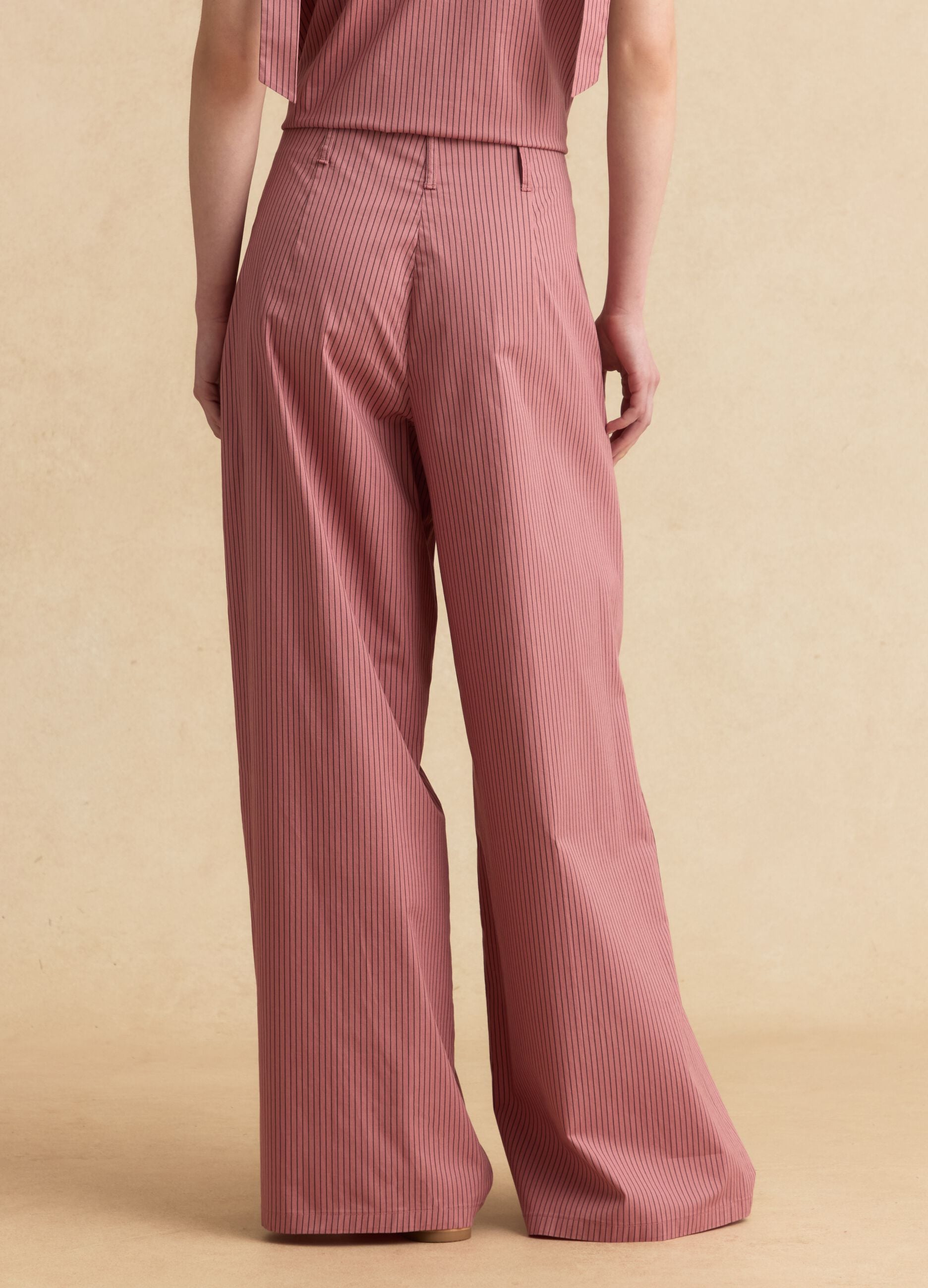 Pink striped stretch-cotton palazzo trousers