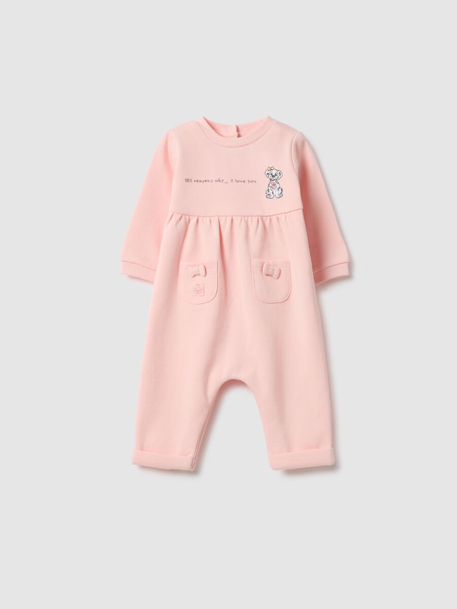 Baby girl's pink cotton sleepsuit with embroidered details_0