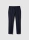 Pantalon bleu en coton stretch coupe regular_4