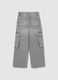 Girls' straight grey cargo jeans in pure cotton_4
