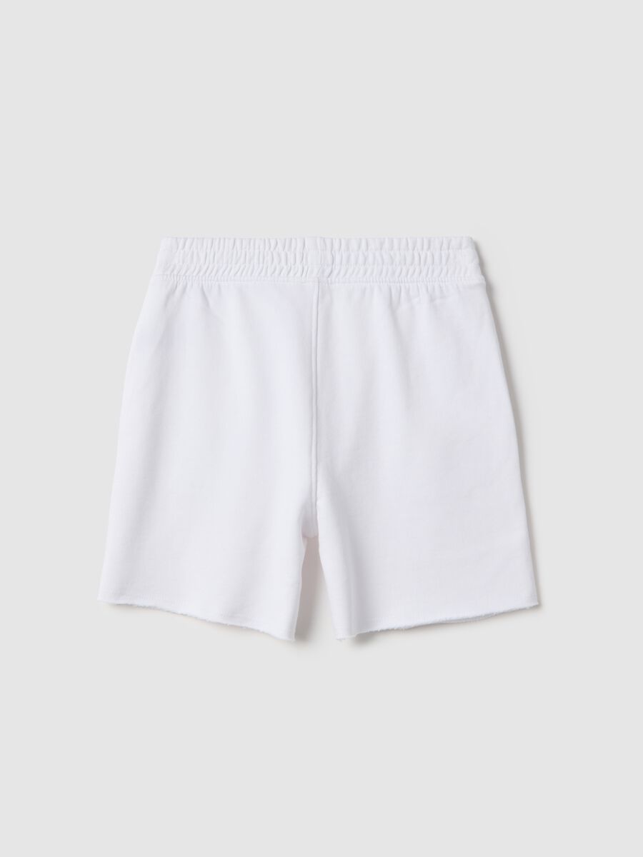Boys' regular fit white pure cotton short jogger trousers_1