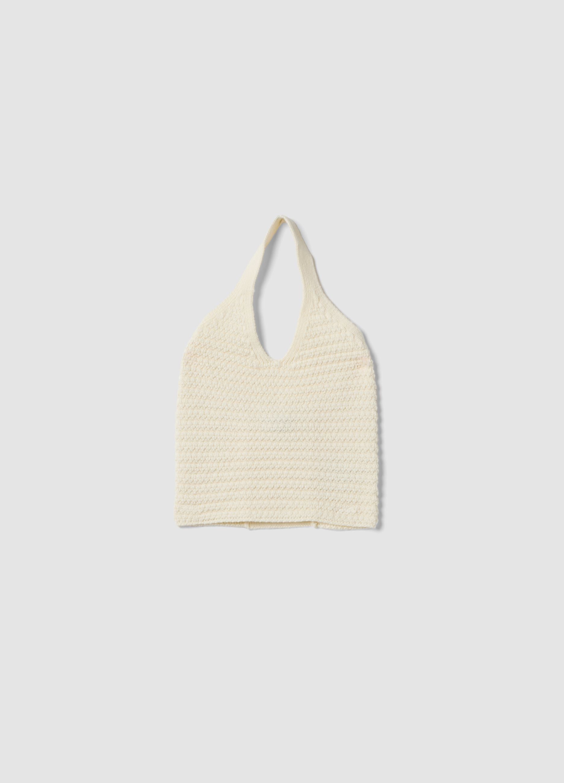 White cotton-blend knitted top