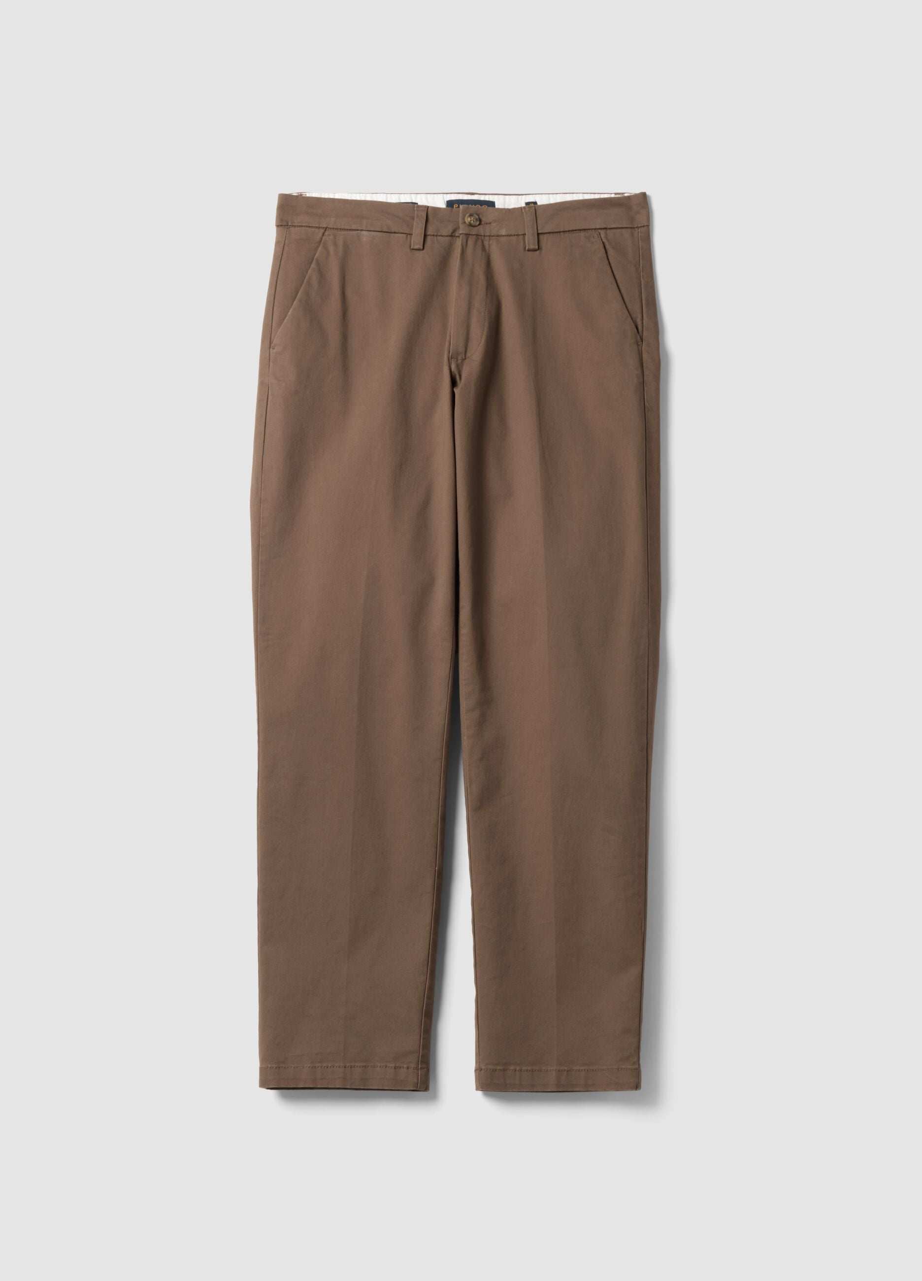 Brown regular-fit stretch cotton twill chino trousers