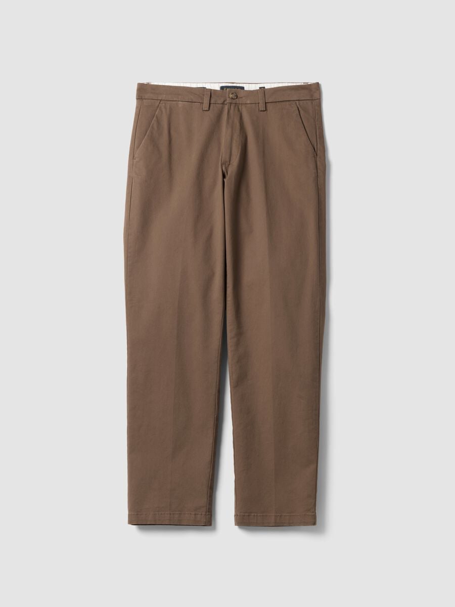 Brown regular-fit stretch cotton twill chino trousers_4