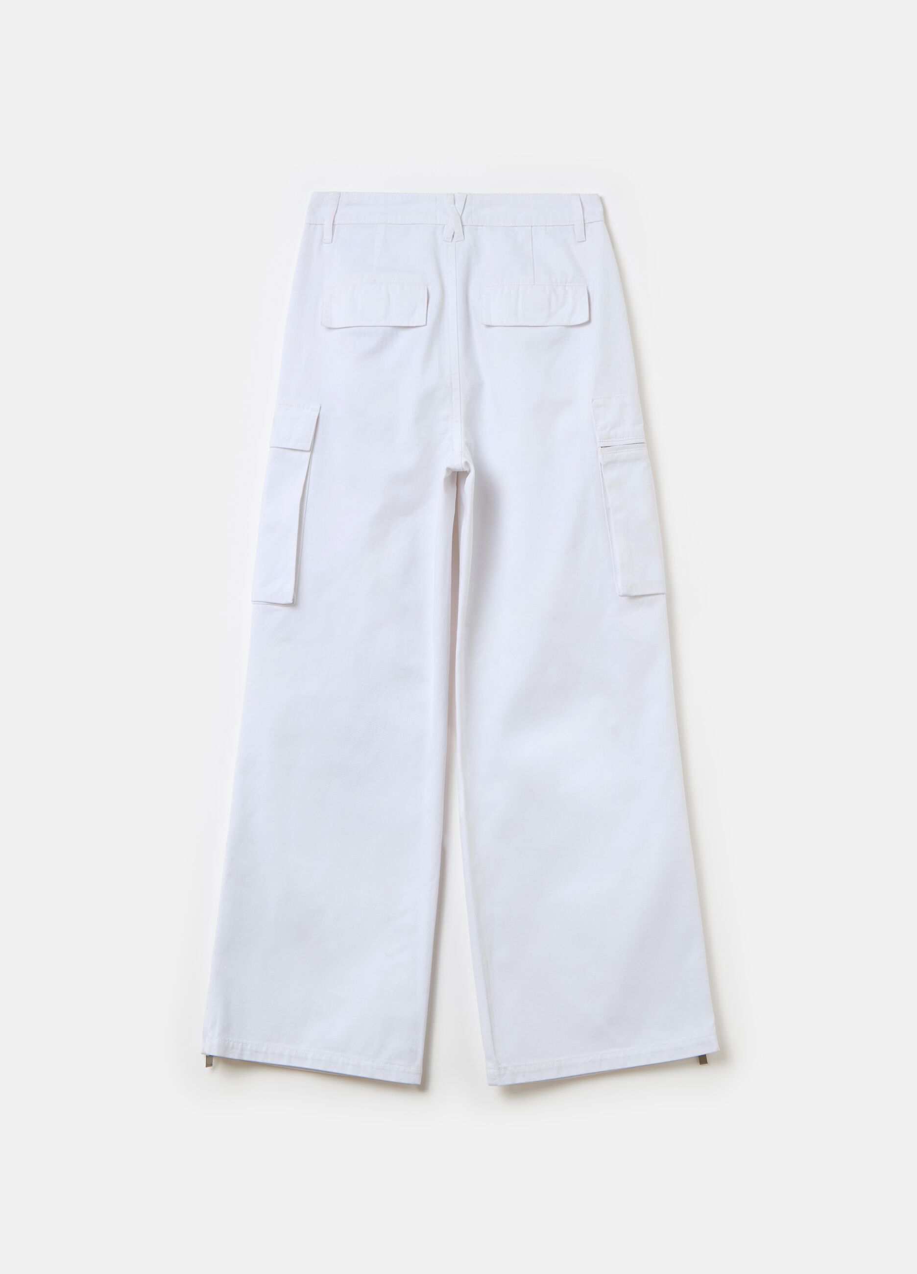 Wide-Leg Cargo Trousers White