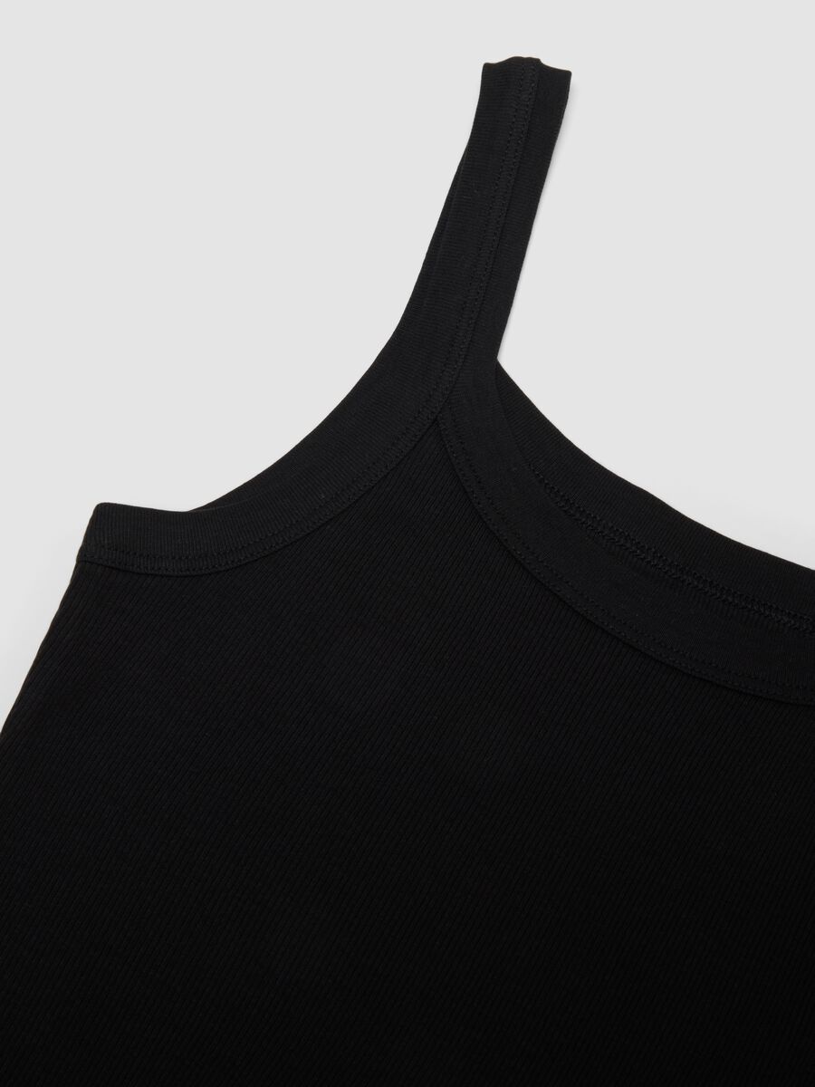 Black pure cotton tank top regular fit with wide shoulder_5