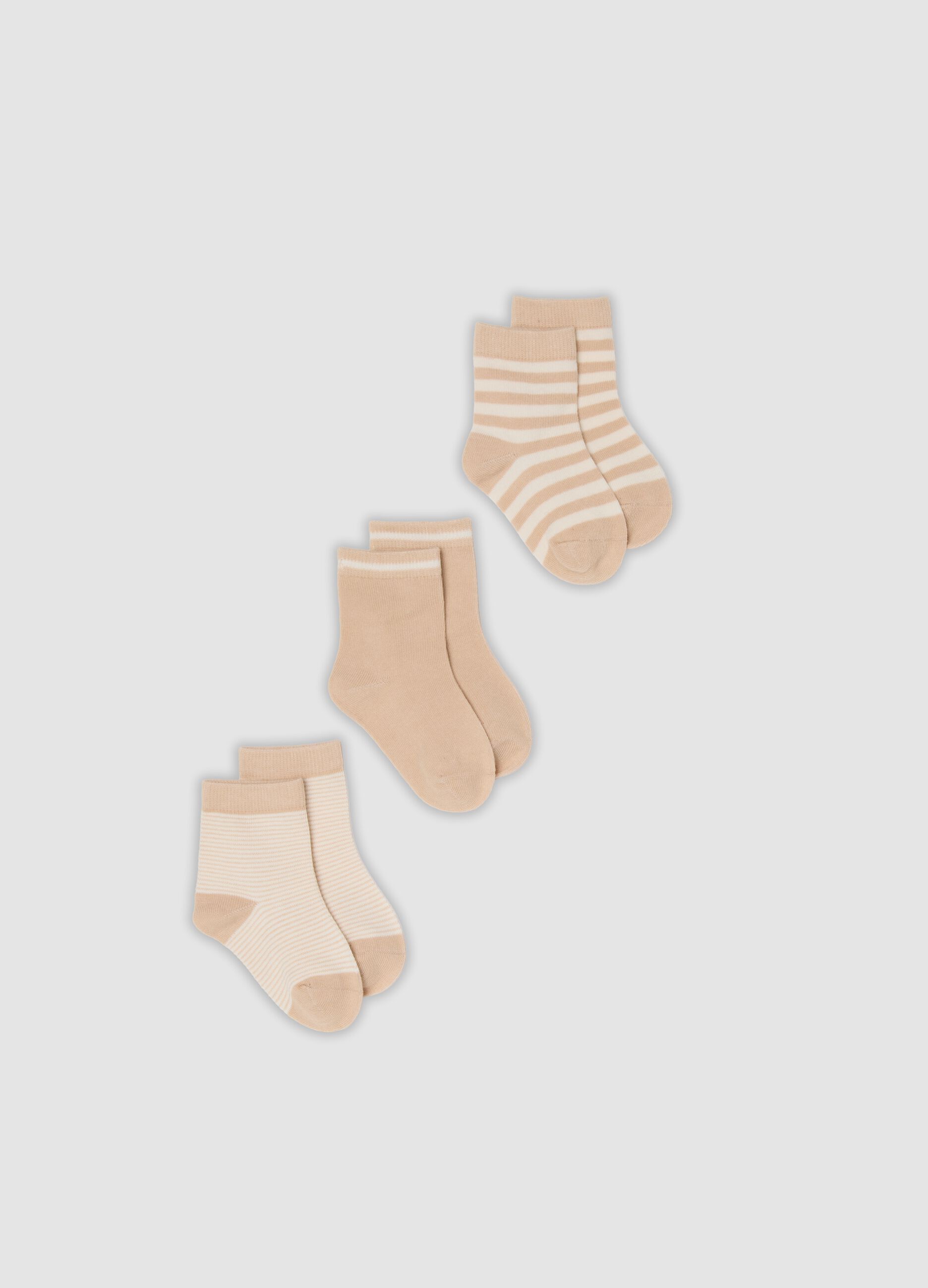 Tripack di calze beige in cotone organico elasticizzato