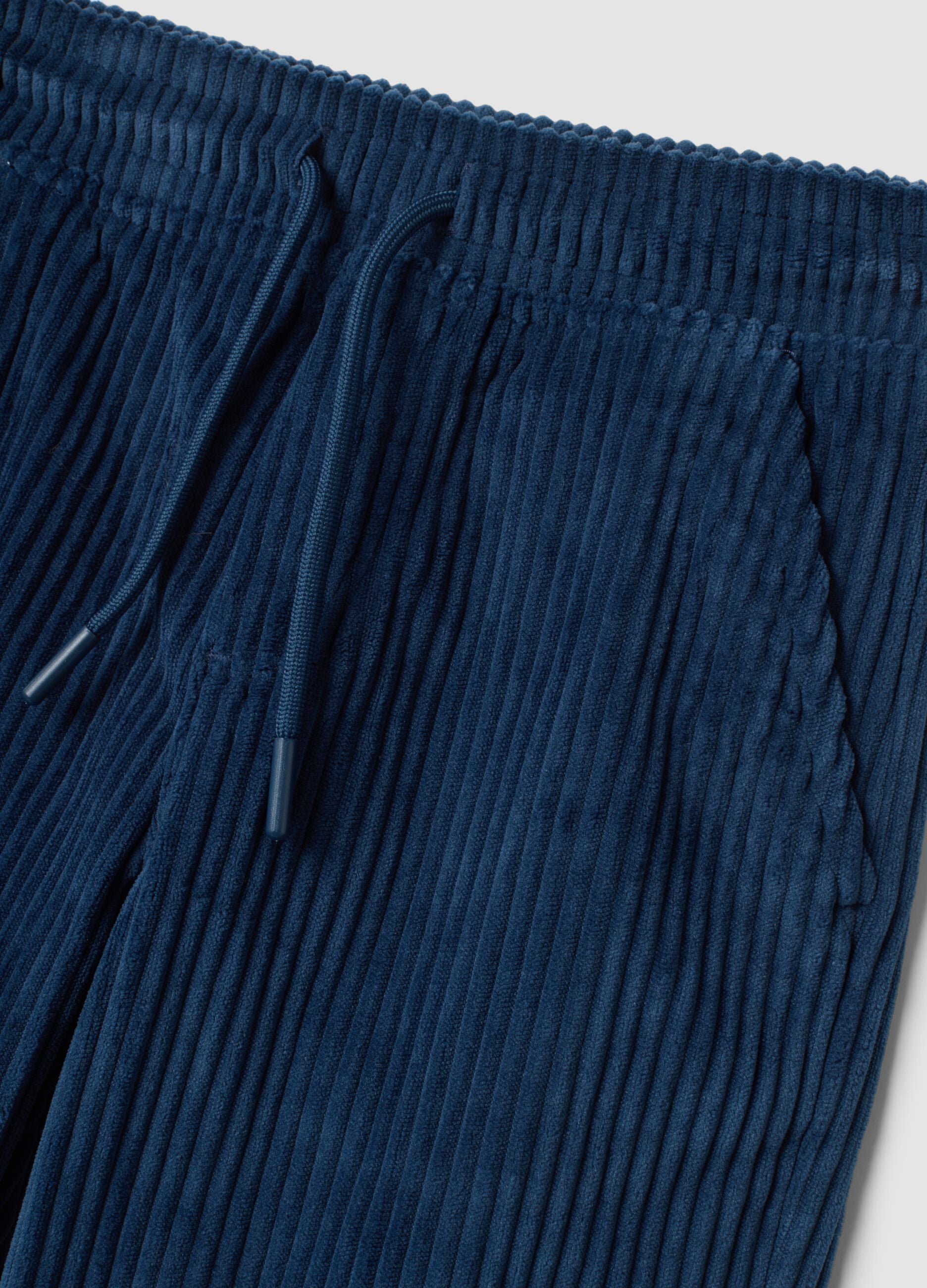 Pantaloni blu comfort fit con vita elasticizzata